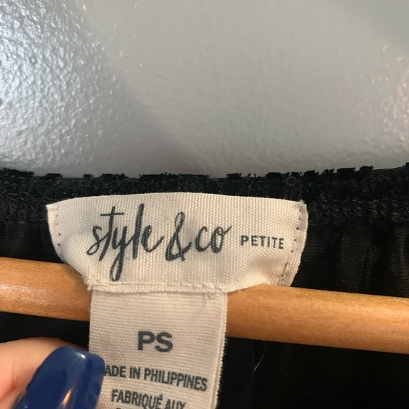 Style & Co | Velvet Ruffle Pompom Three Quarter Length Sleeve Boho Shirt Top - Picture 5 of 7